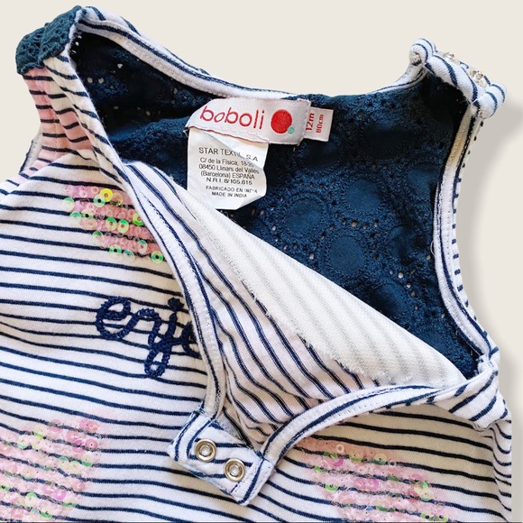 Boboli 12M Split Back Tank w Sequins - Picture 6 of 7